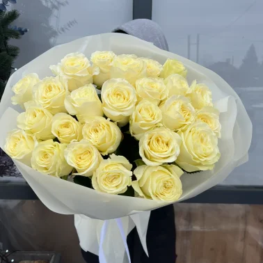 25 белых  роз